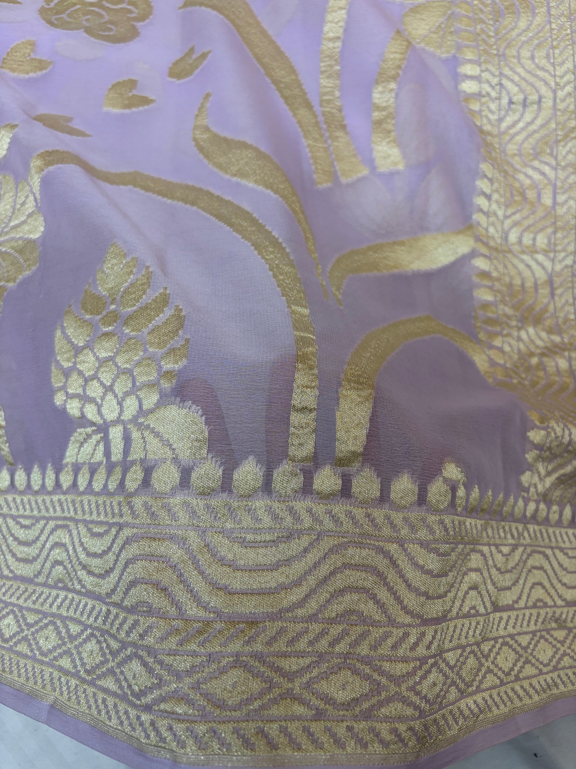 Pure georgette silk saree in pastel levender colour