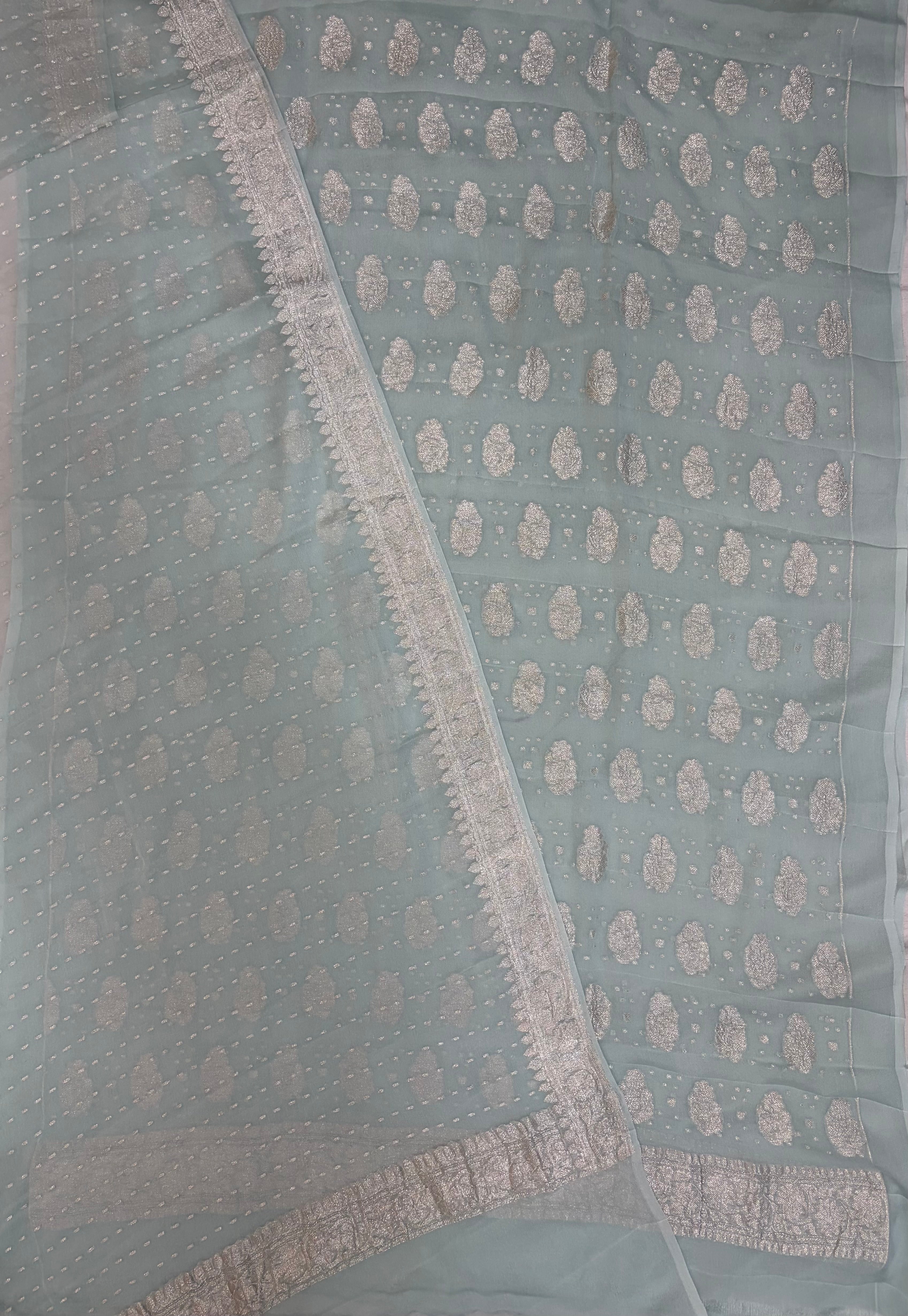 Pure khaddi chiffon suit in Cgreen colour