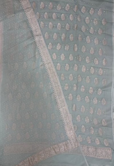 Pure khaddi chiffon suit in Cgreen colour