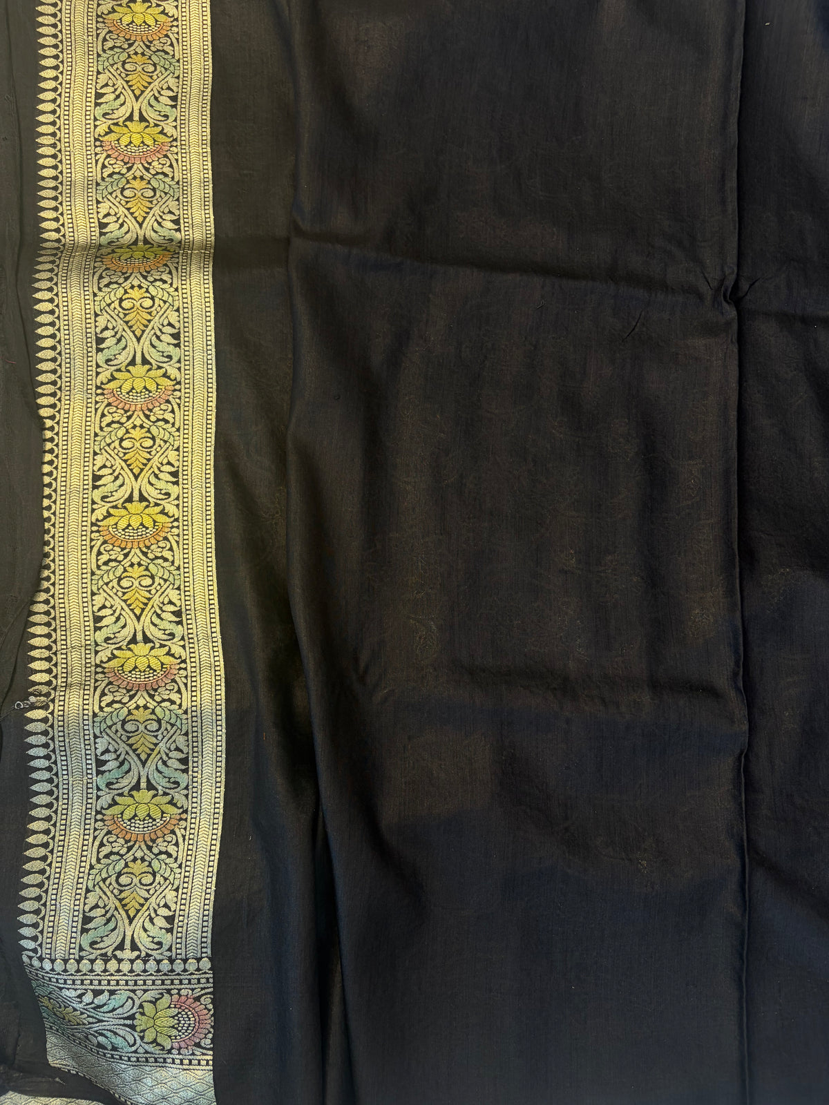 Pure moonga silk saree all over jaal work in black colour