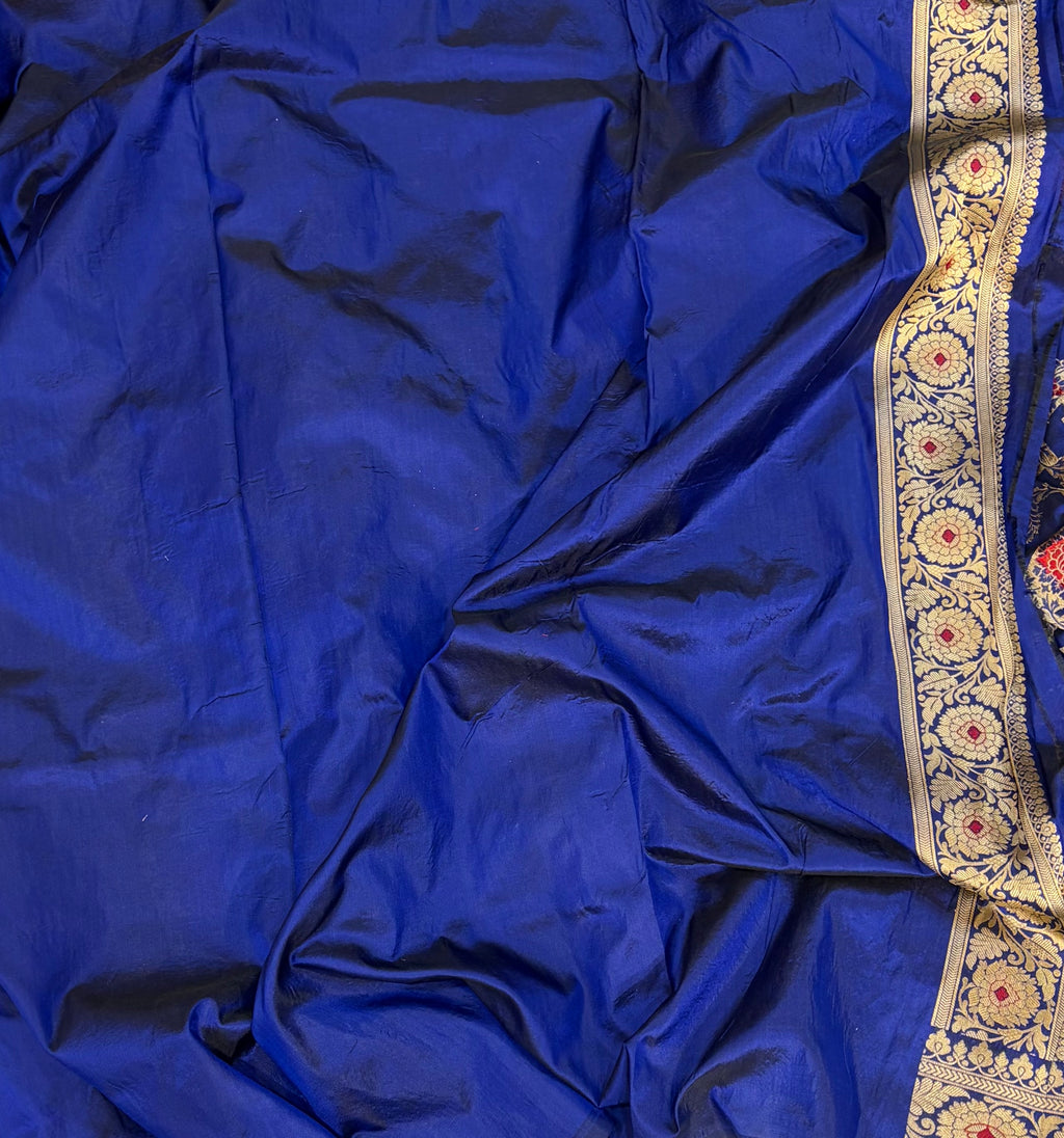 Pure katan silk saree in royal blue colour