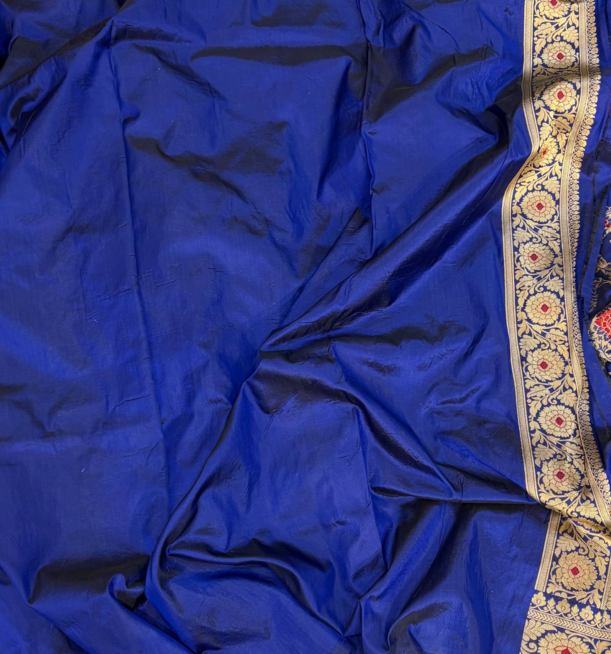 Pure katan silk saree in royal blue colour