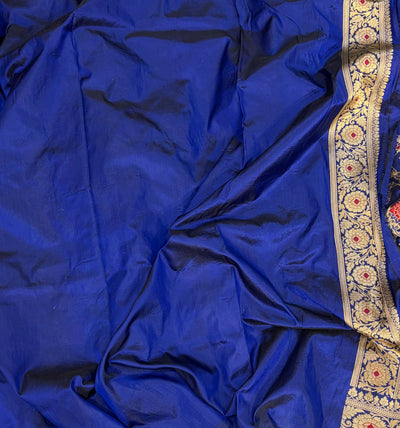 Pure katan silk saree in royal blue colour