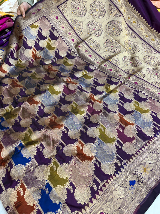 Beautiful Pure handloom katan silk sareee in Rangkat colour