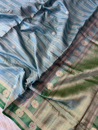Handwoven pure Kora katan silk saree