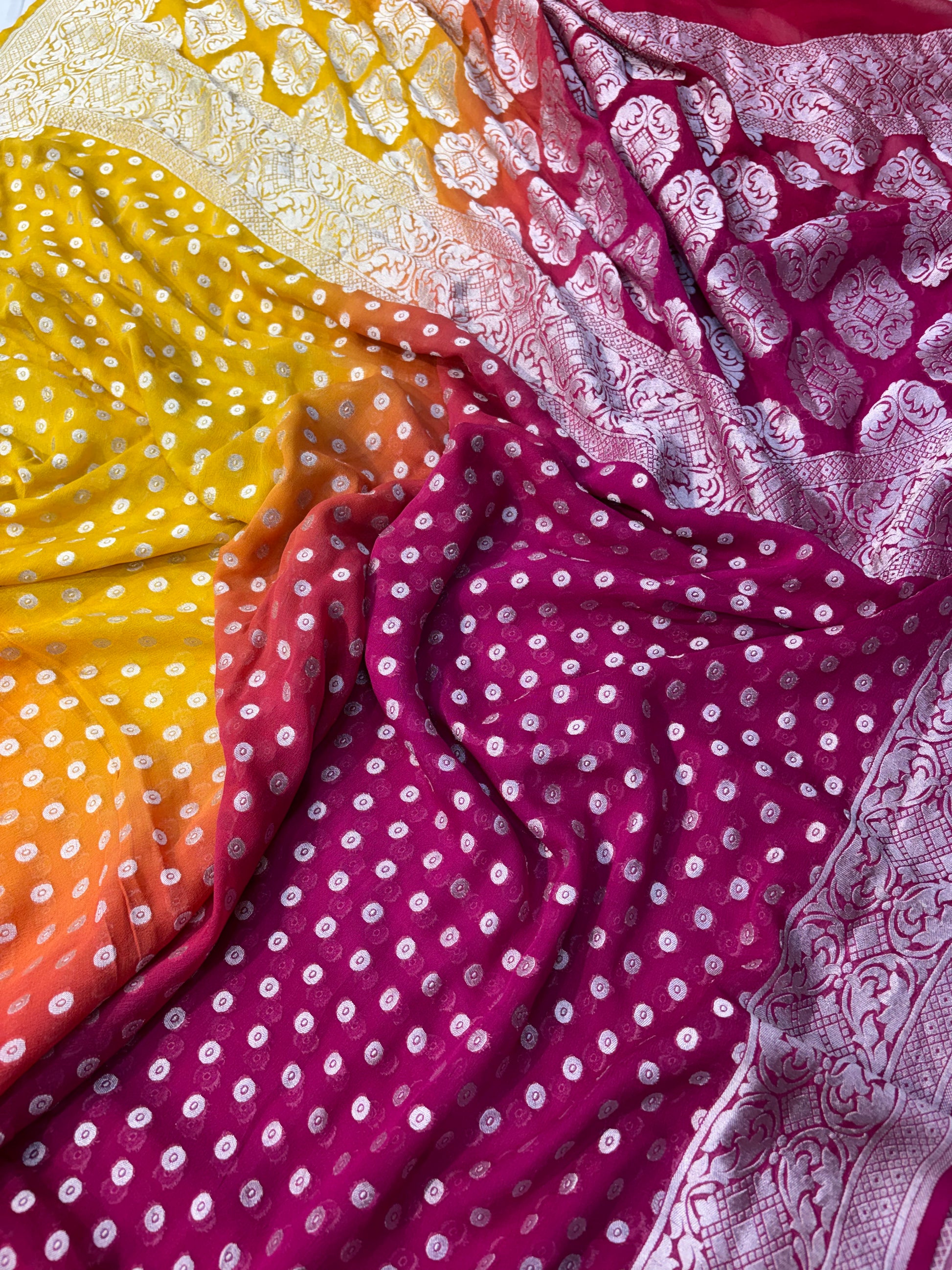Premium Pure georgette silk sarees in beautiful tripes shades