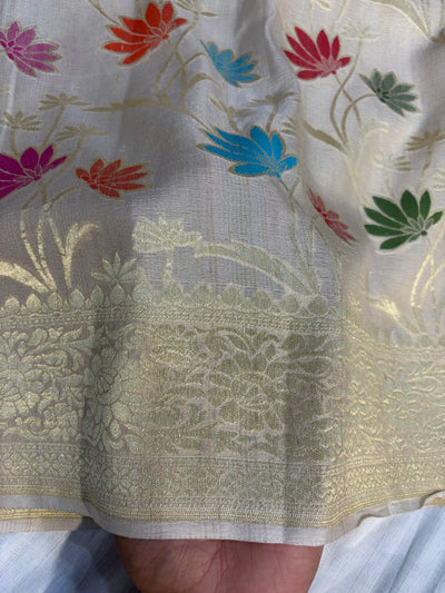 Banarasi pure Tussar Georgette silk saree with multiple meenakari work
