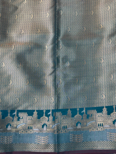 Banarasi soft katan silk saree in peacock blue colour