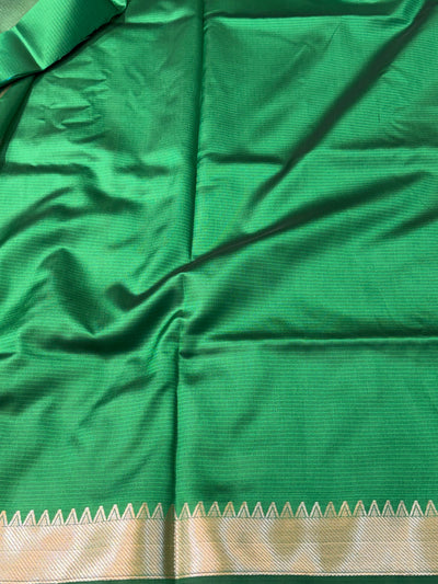 Banarasi soft silk saree in green colour