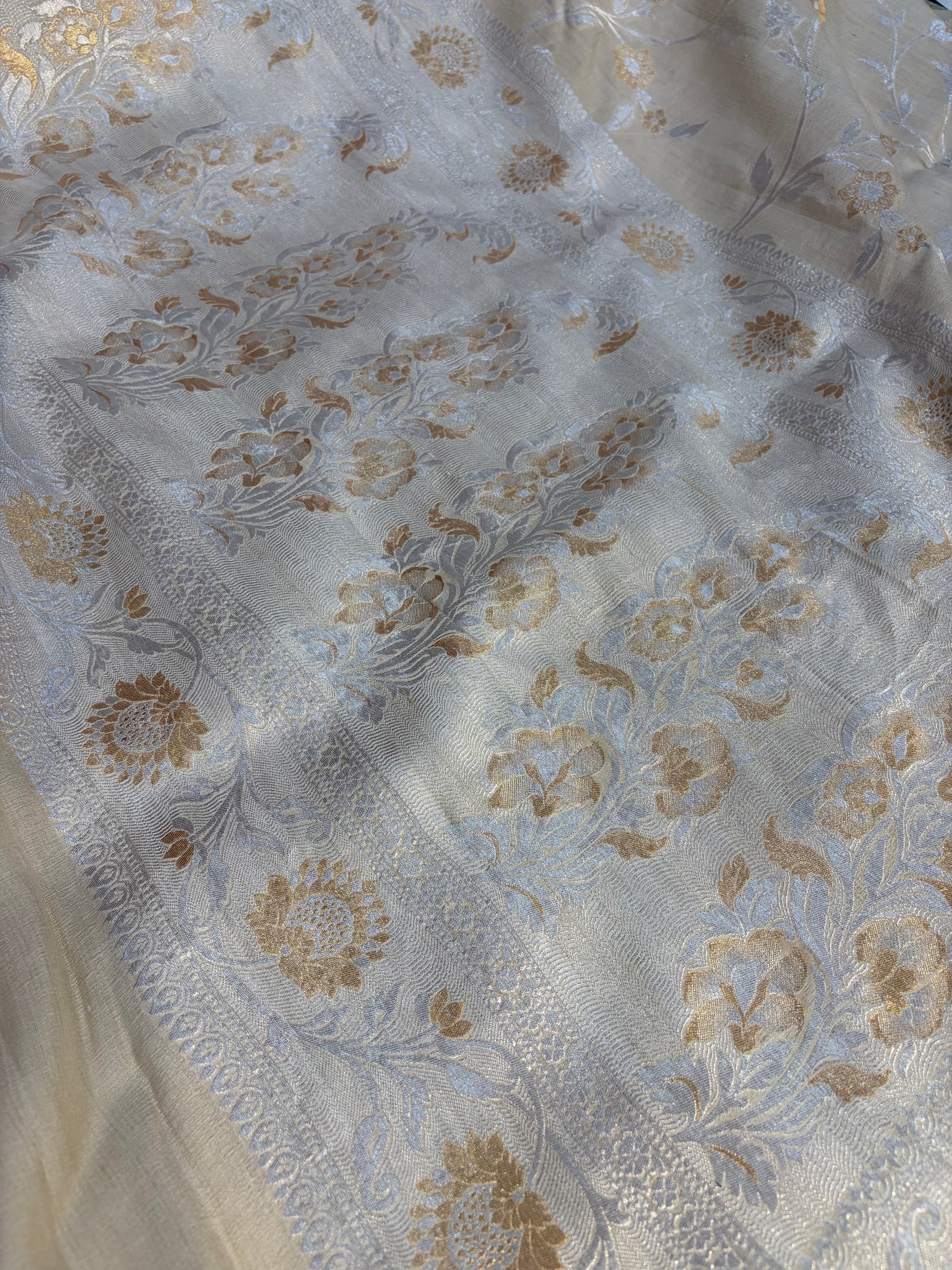 Banarasi pure Tussar Georgette silk saree with multiple meenakari work