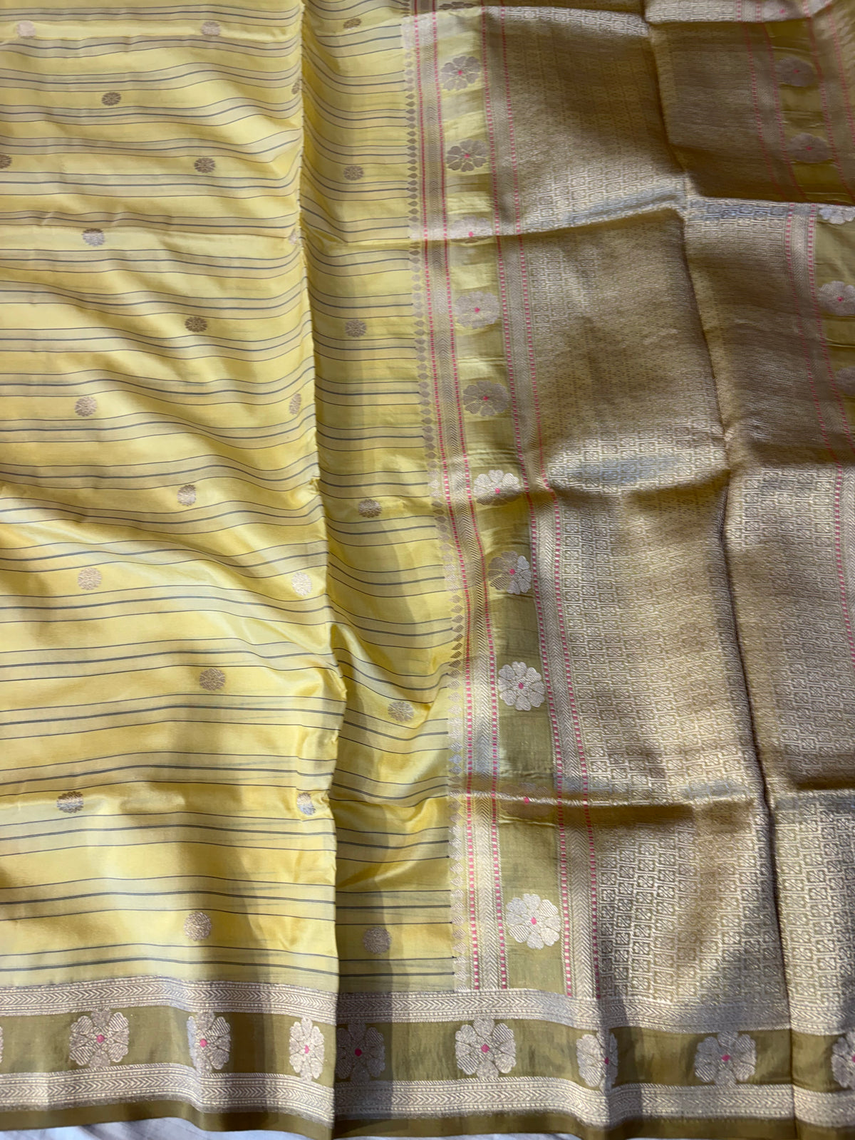 Handwoven pure Kora katan silk saree