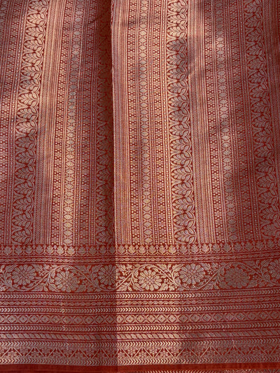 Banarasi soft katan silk saree in rust coloue
