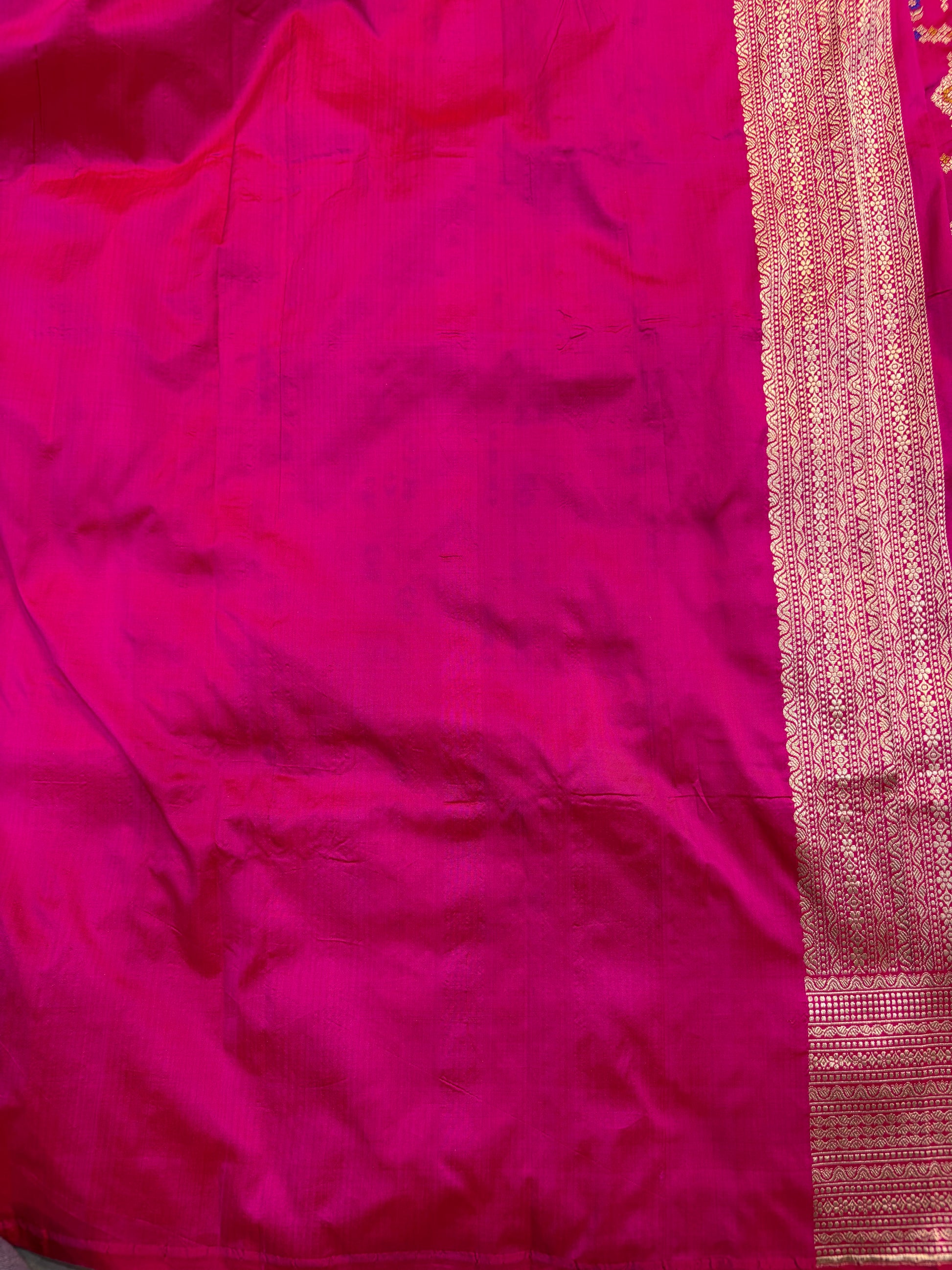 Beautiful Premium katan silk saree in Rani colour