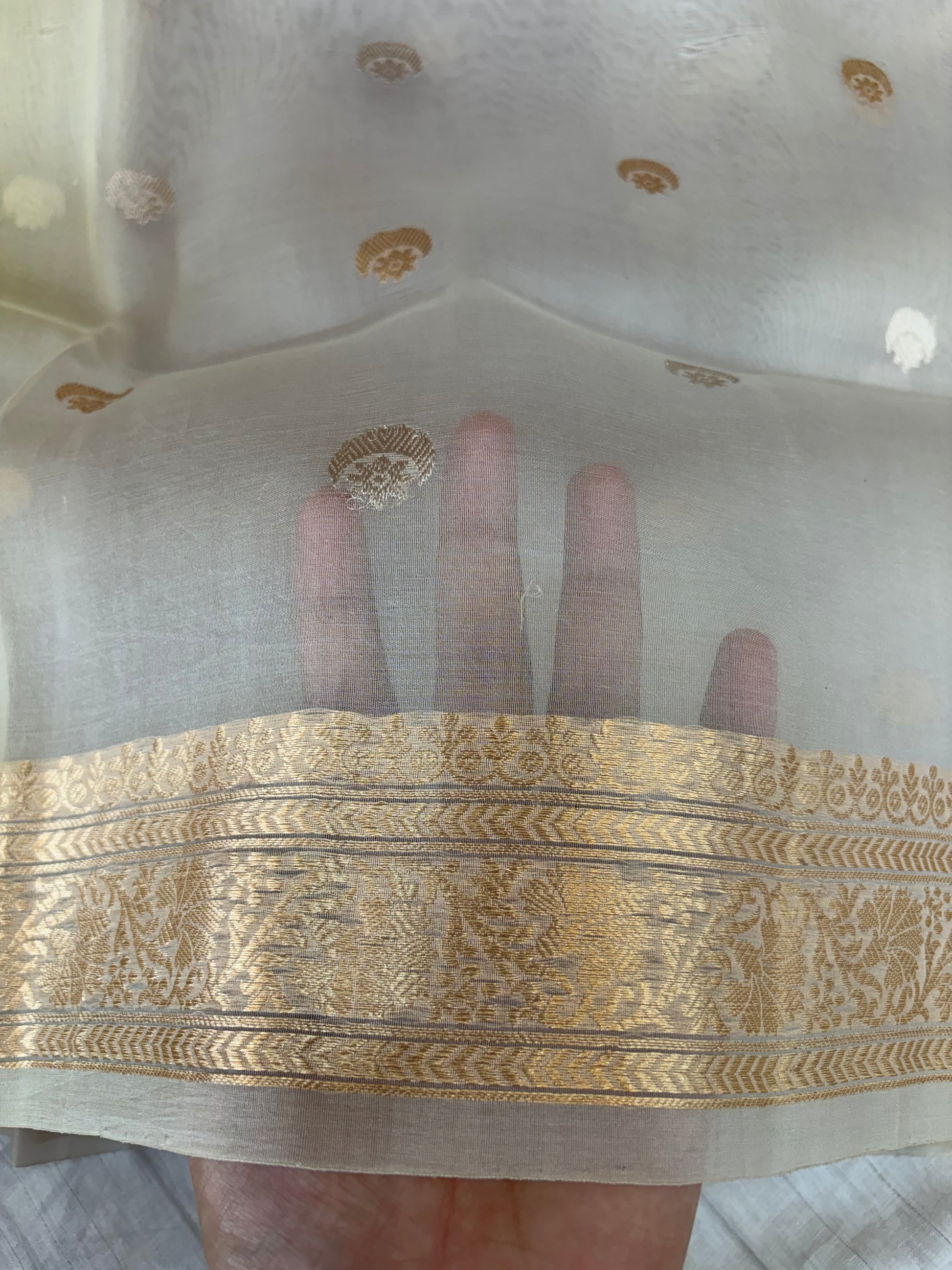 Pure handloom organza silk saree in pastel colour