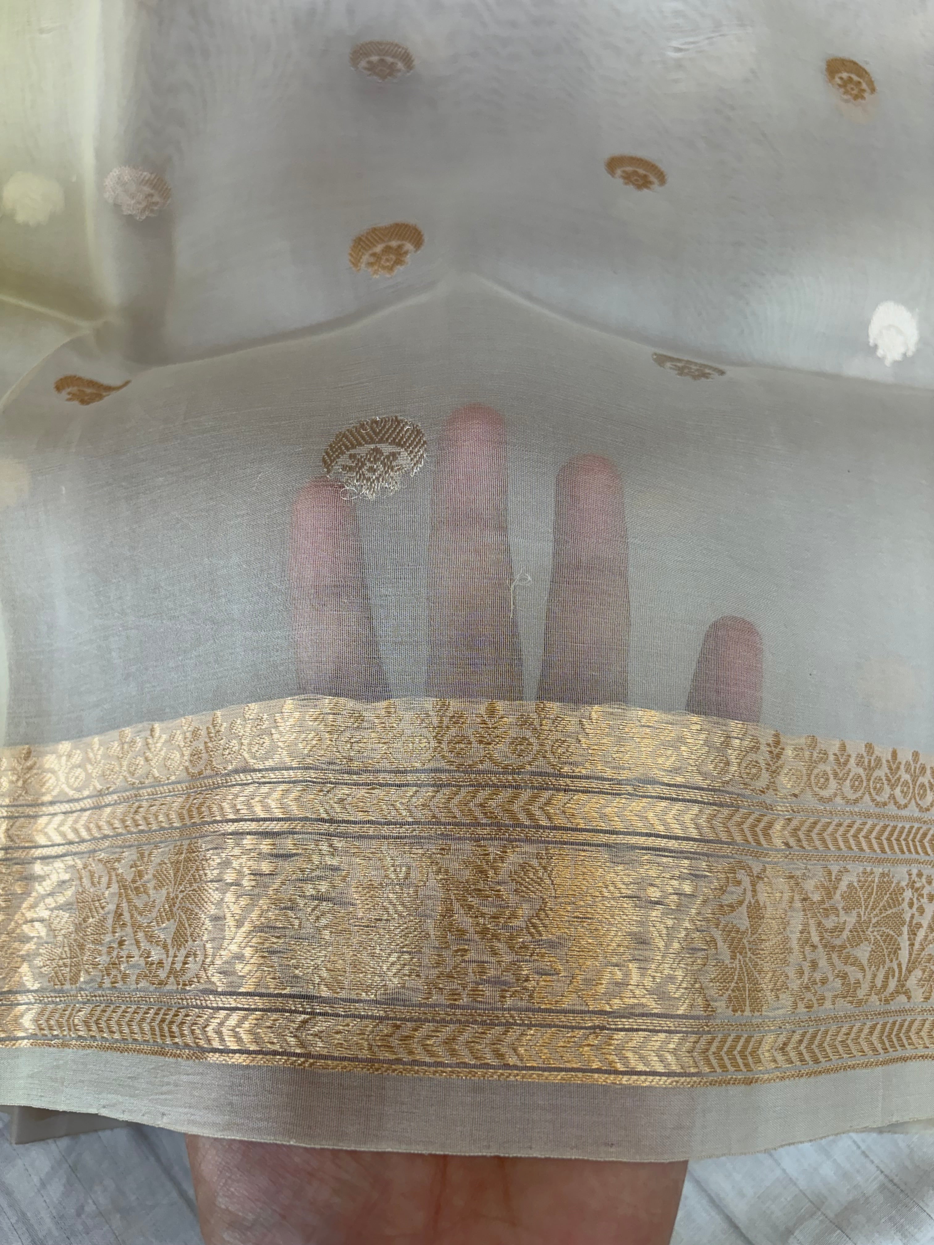 Pure handloom organza silk saree in pastel colour