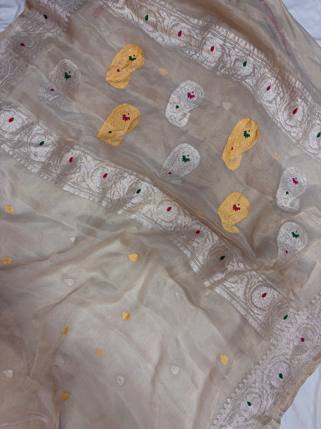 Pure khaddi meenakari tissue silk saree