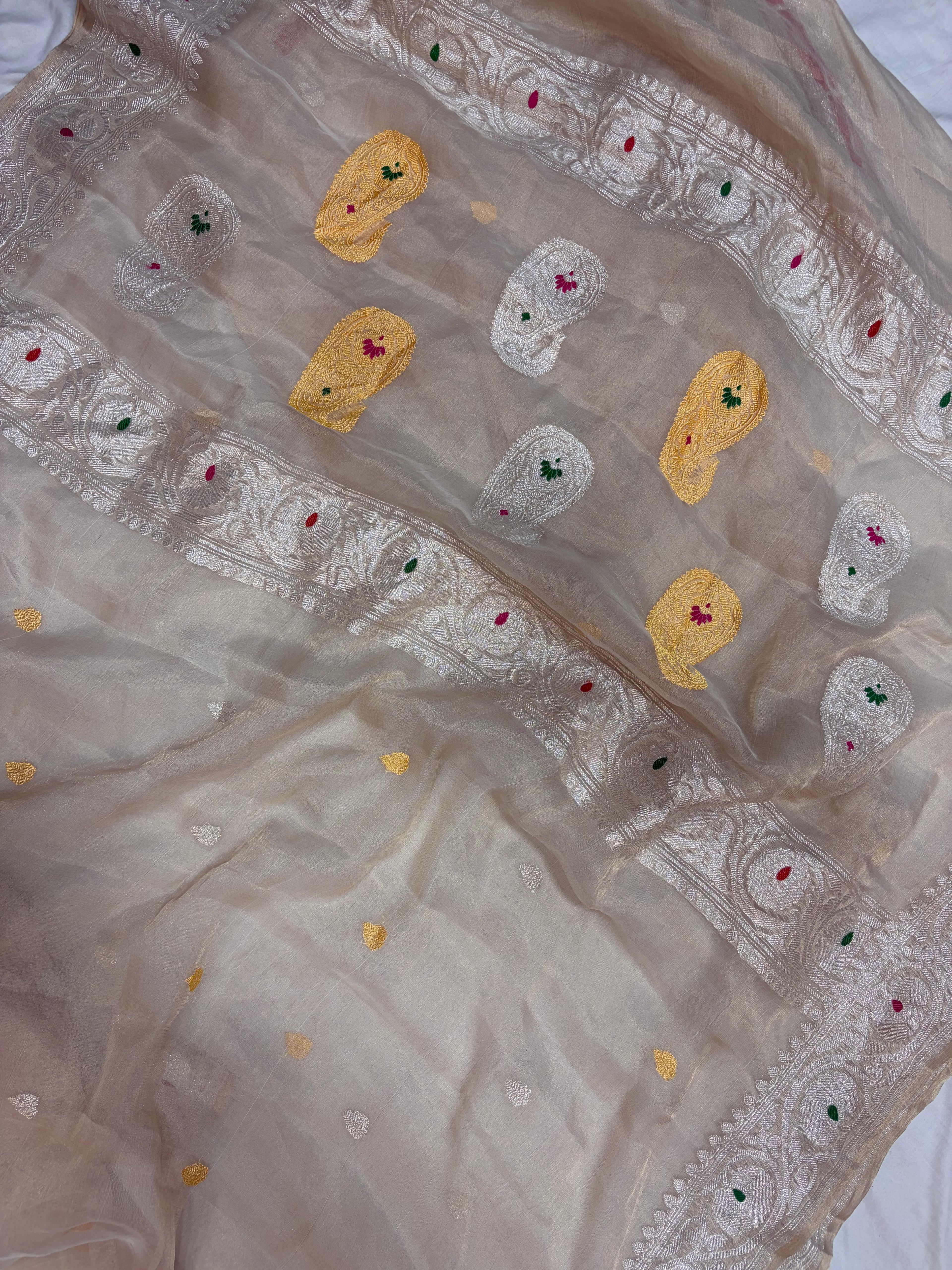 Pure khaddi meenakari tissue silk saree