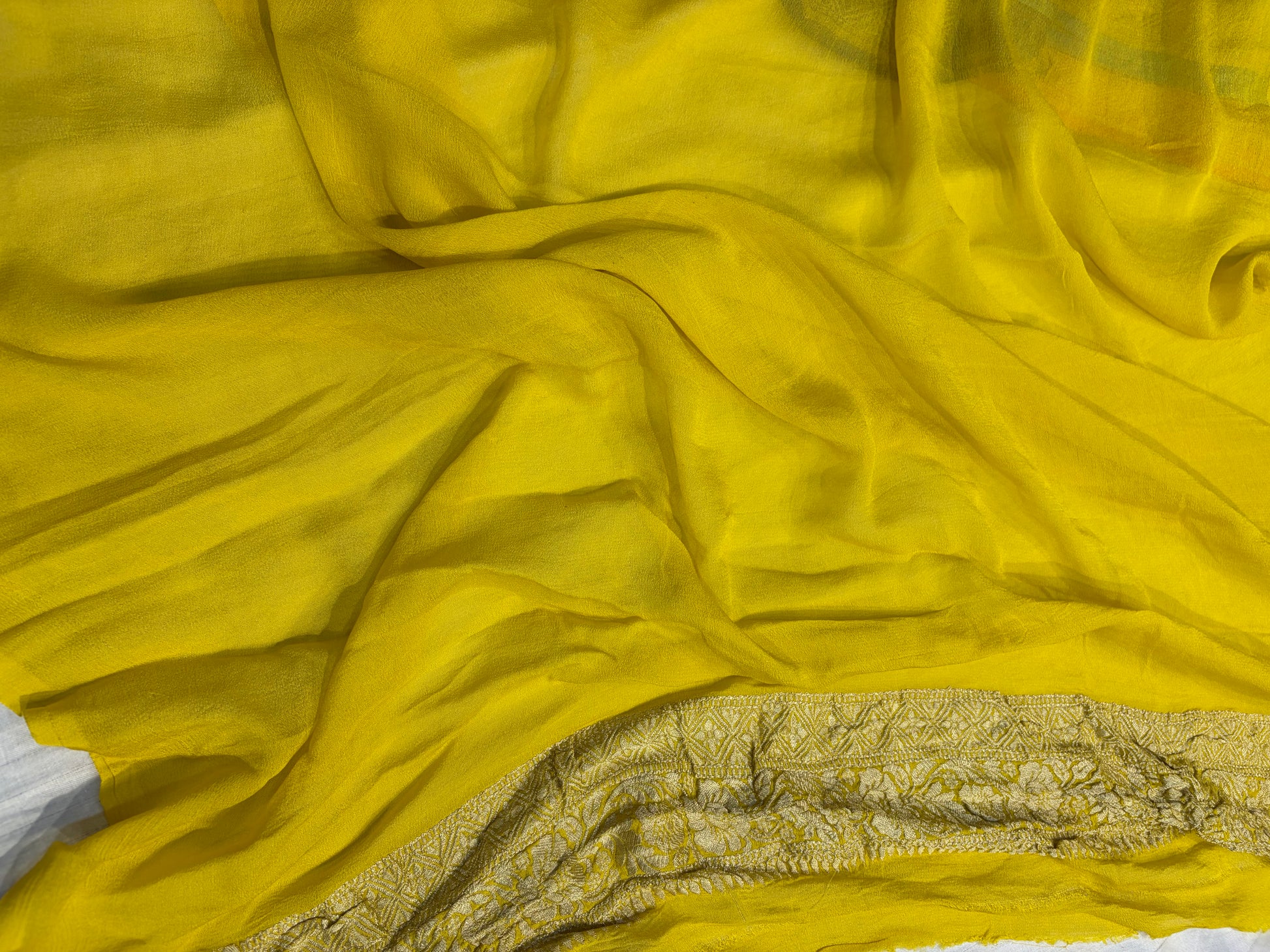 Premium Pure georgette silk sarees in beautiful yellow gold colour
