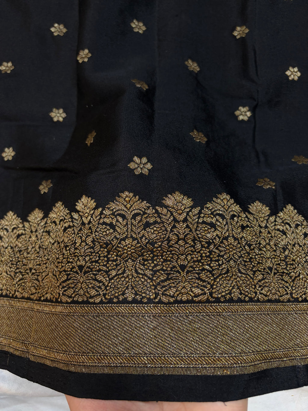 Pure khaddi crepe silk saree in Black colour