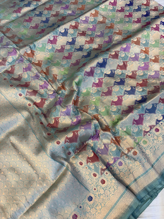 Handwoven pure Rangkat katan silk saree