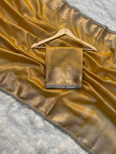 BANARASI SOFT TISSUE SILK SAREE WITH RICH GOLDEN ZARI WEAVING