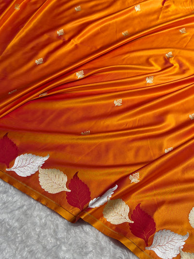 Beautiful Mashru silk saree in orange