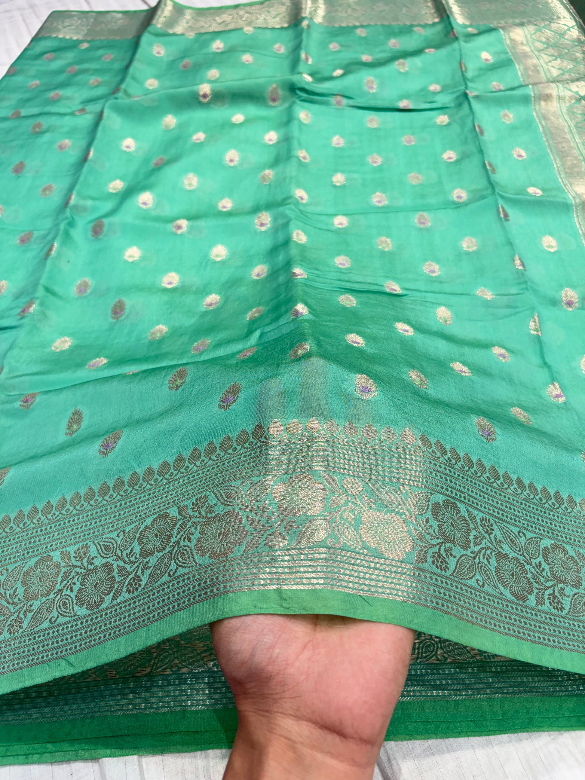 Banarasi semi georgette silk saree in green colour