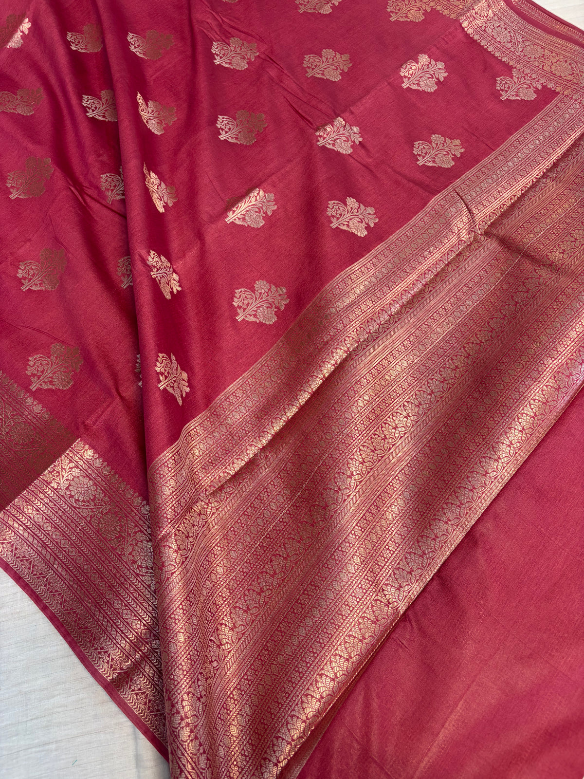 Banarasi soft katan silk saree in Rani pink colour