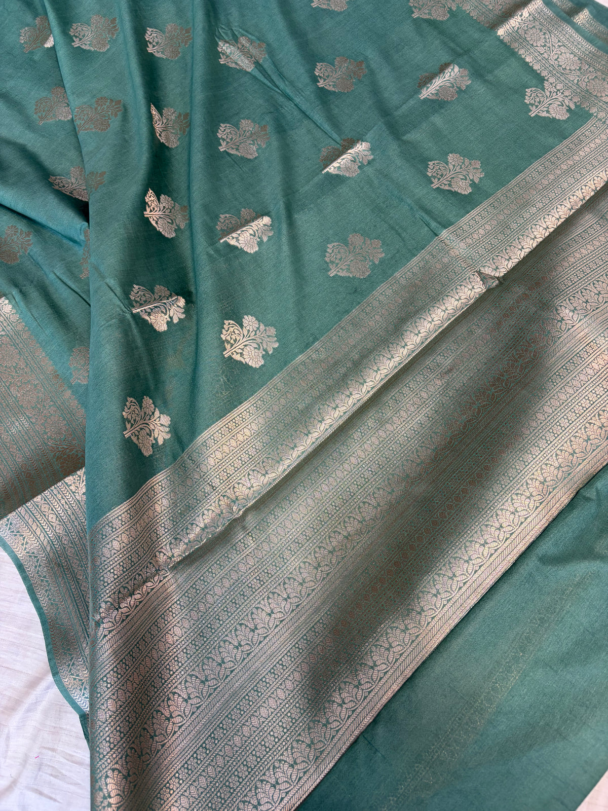 Banarasi soft katan silk saree in Sea green colour