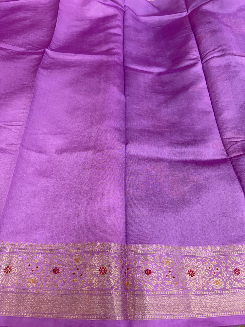Pure raw mango saree in purple with levender colour combination