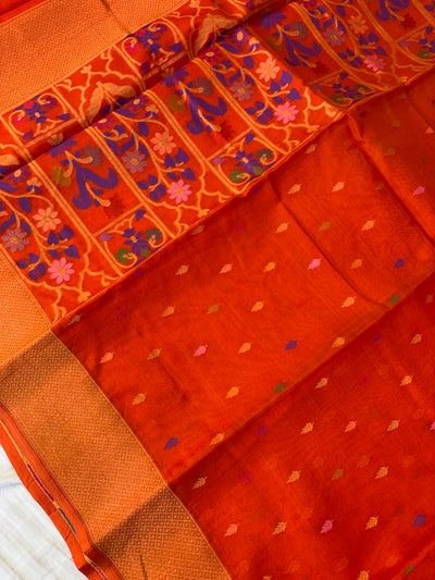 Beautiful pure premium kora jamdani saree