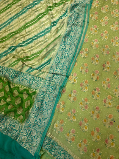 Pure Georgette Hand Brush Suit Set