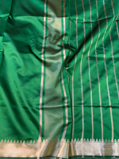 Banarasi soft silk saree in green colour