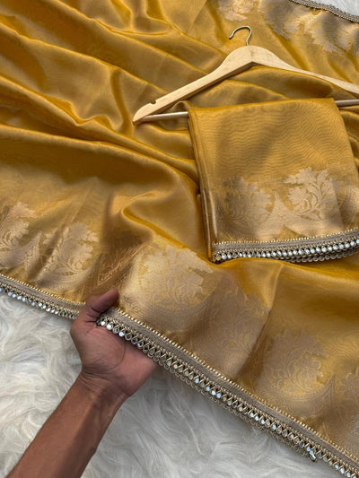 BANARASI SOFT TISSUE SILK SAREE WITH RICH GOLDEN ZARI WEAVING