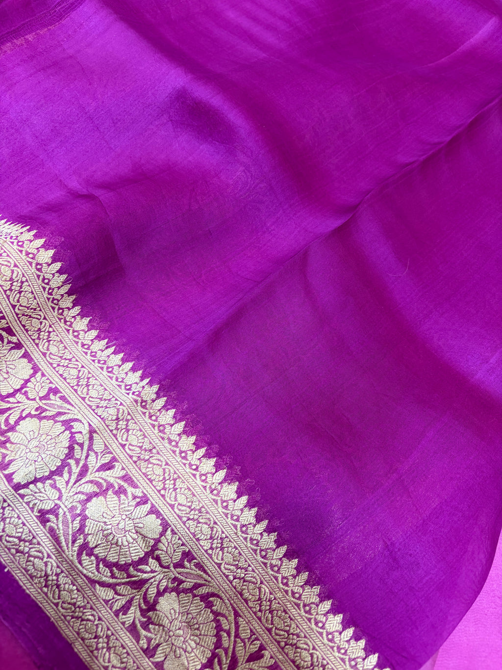 Pure organza silk saree in magenta purple colour