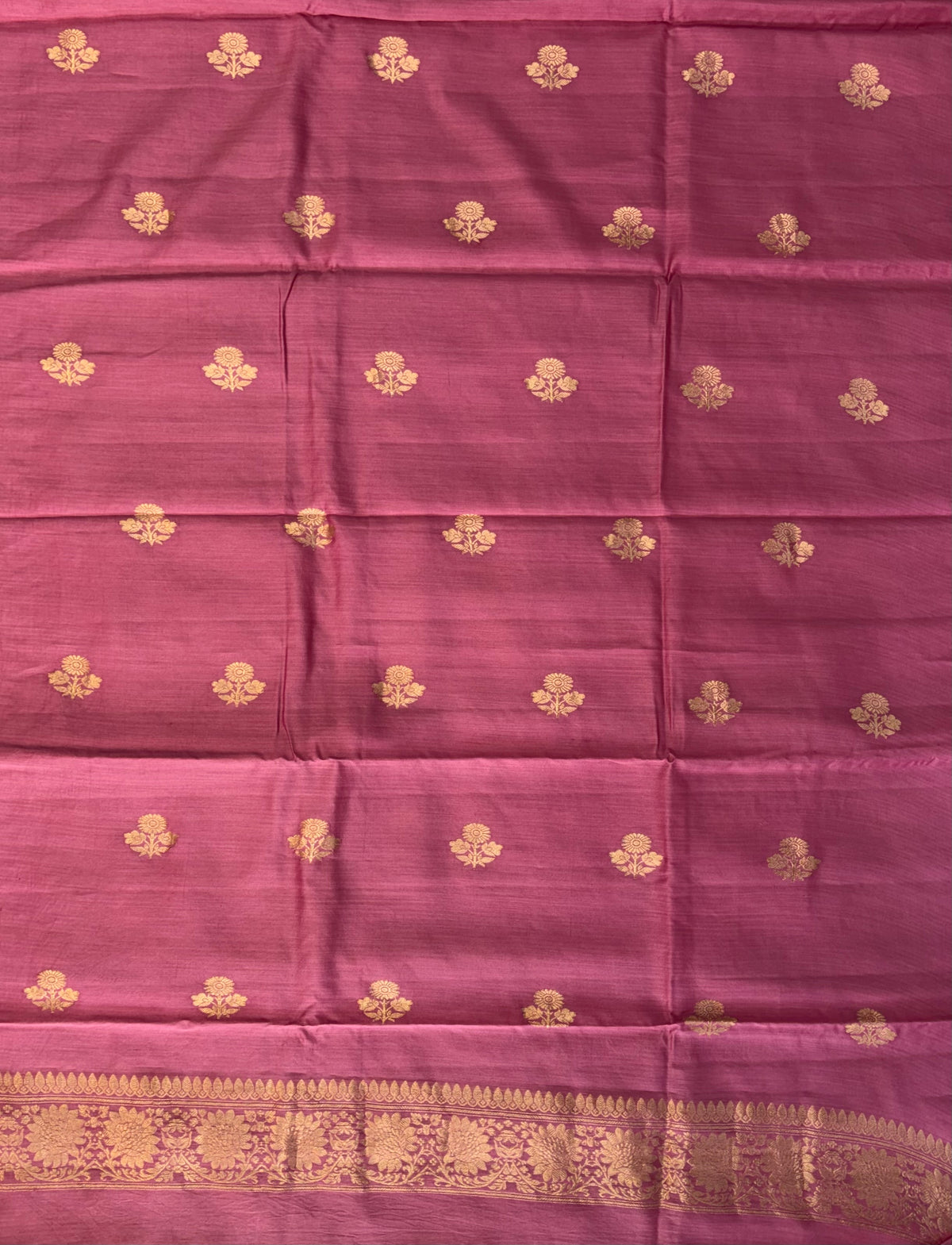Pure handwoven Chiniya silk suit in dusty pink  colour