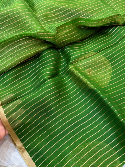 Pure handloom organza silk saree in green colour
