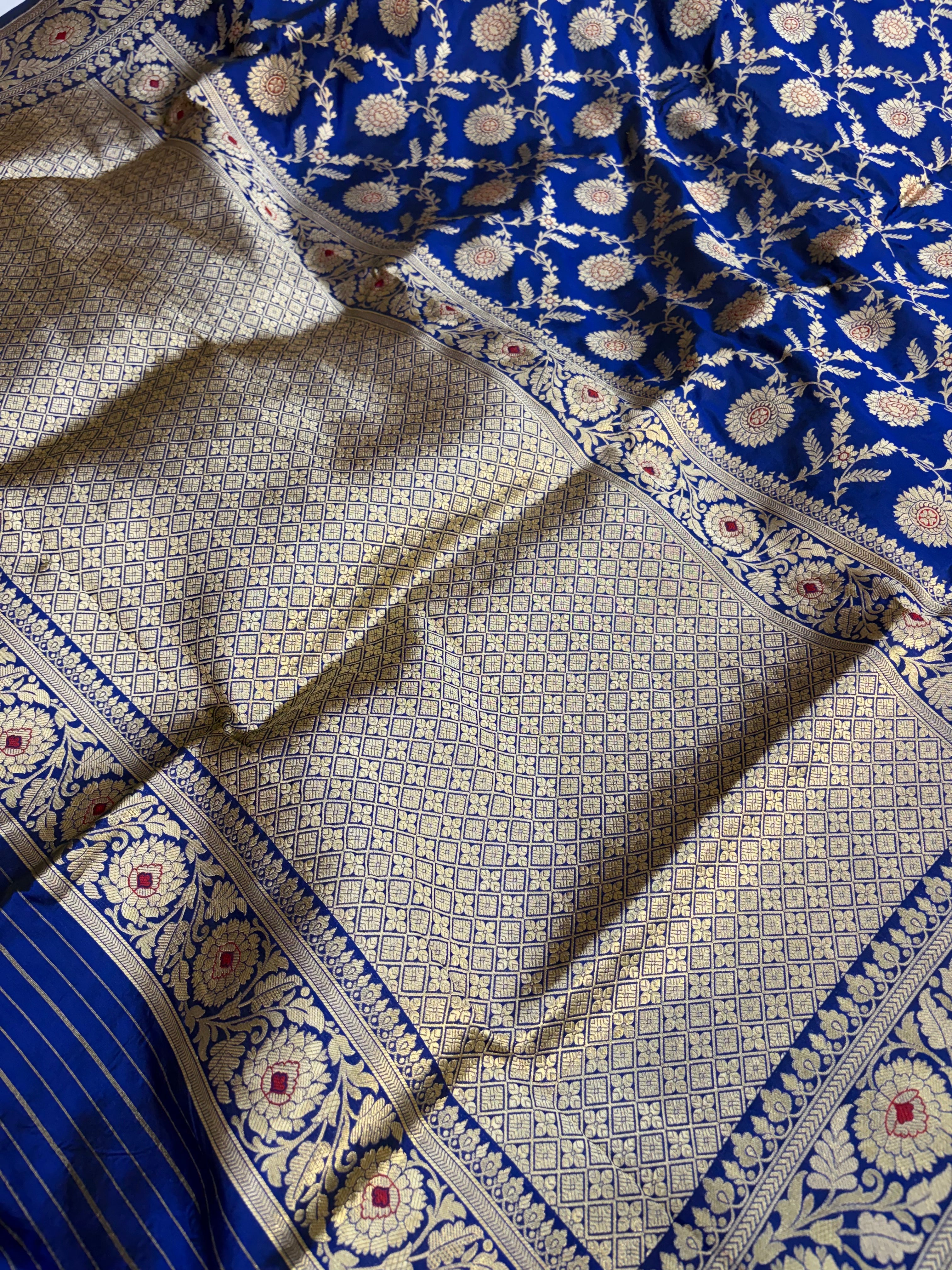 Pure katan silk saree in royal blue colour