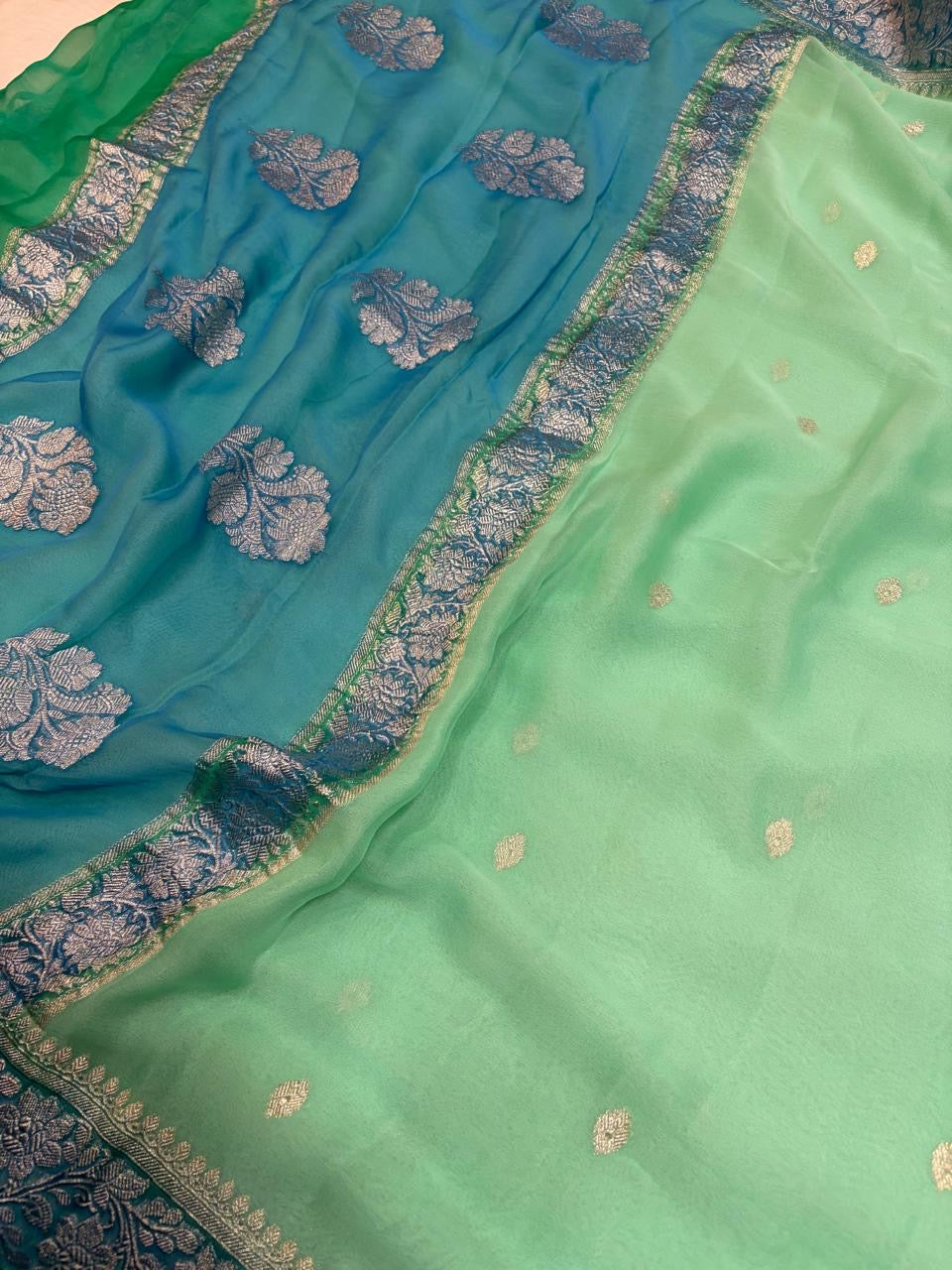 PURE KHADDI CHIFFON SILK SAREE IN 3D COLOUR