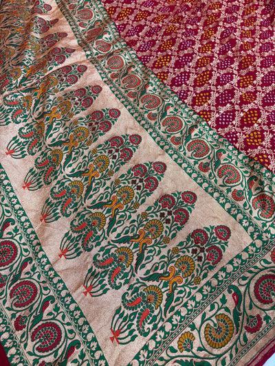 Pure Tilfi Georgette Bandhani sarees in red colour