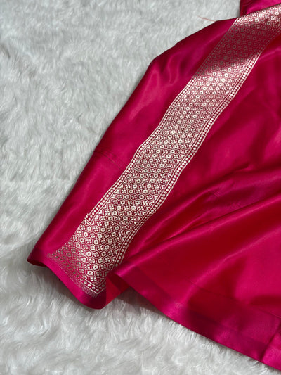 Beautiful Mashru silk saree in Rani pink colour