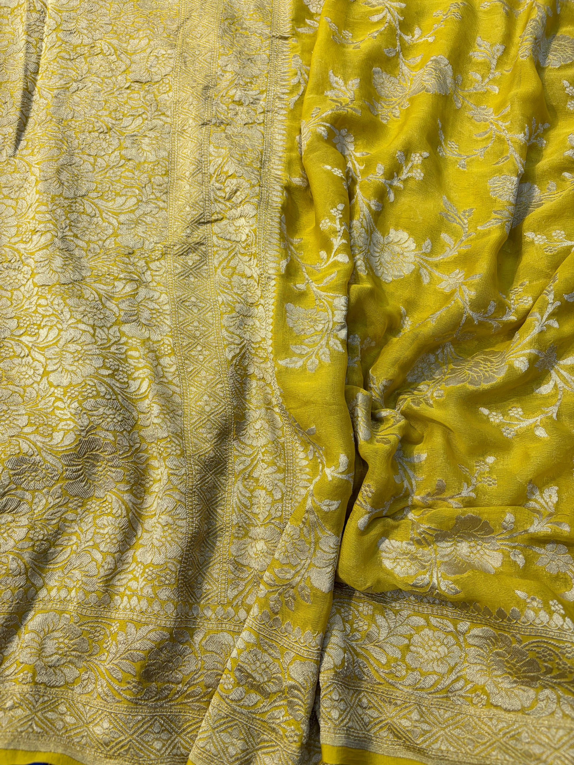 Premium Pure georgette silk sarees in beautiful yellow gold colour