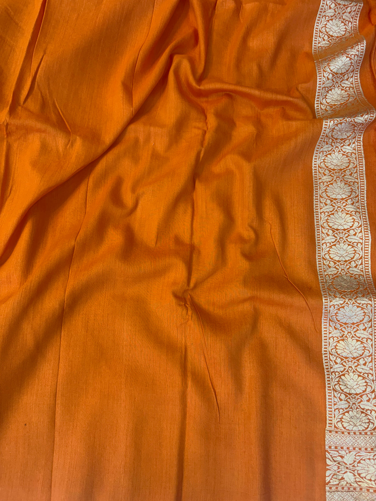 Pure moonga silk saree in orange colour