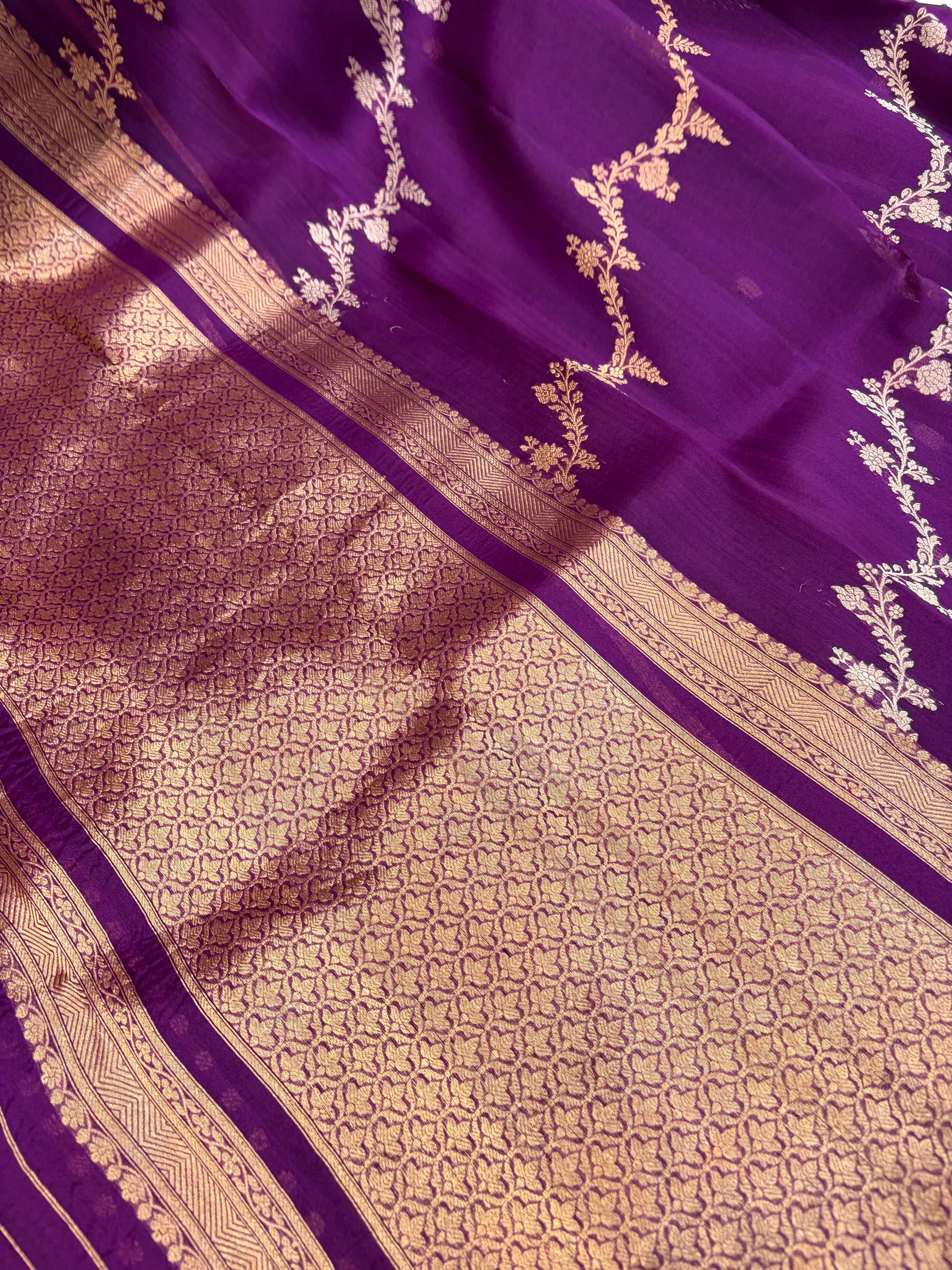 Pure handloom organza silk saree in purple colour