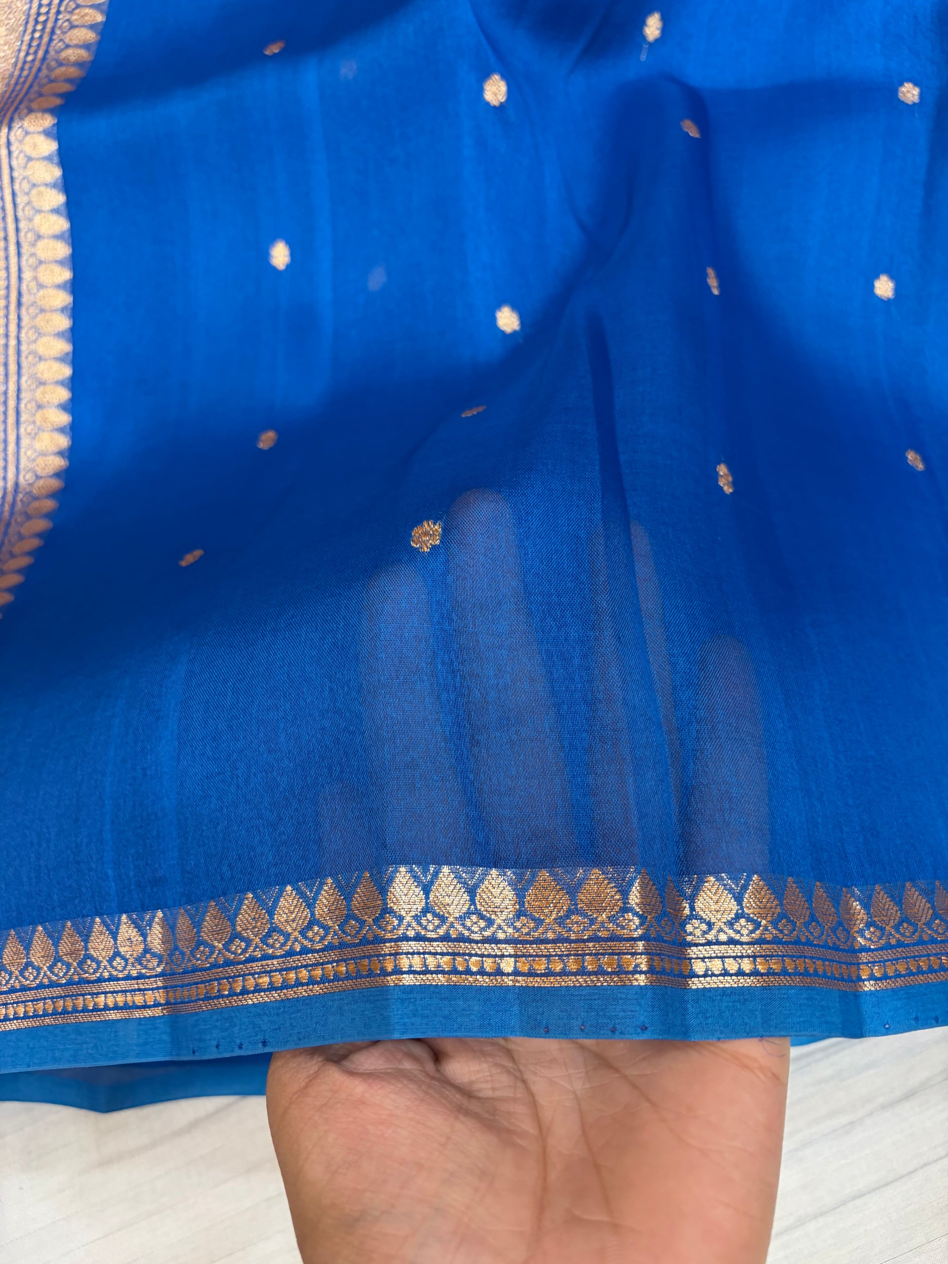 Pure handloom organza silk saree in Royal blue colour
