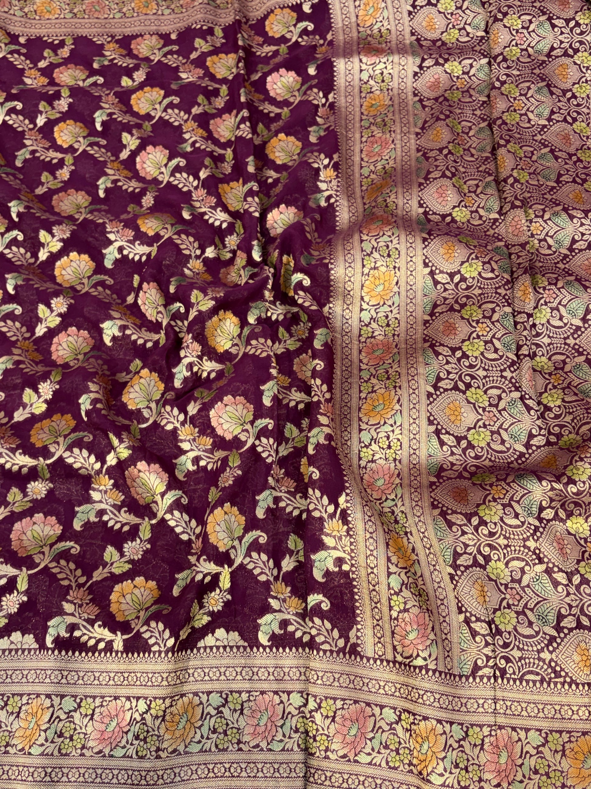 Beautiful Wine colour georgette silk saree