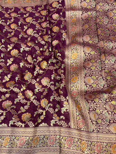 Beautiful Wine colour georgette silk saree