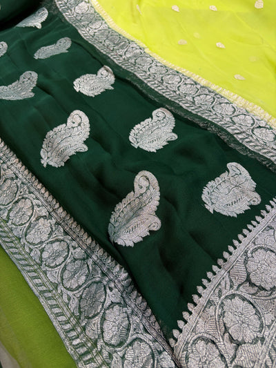 PURE KHADDI CHIFFON SILK SAREE IN DUAL COLOUR