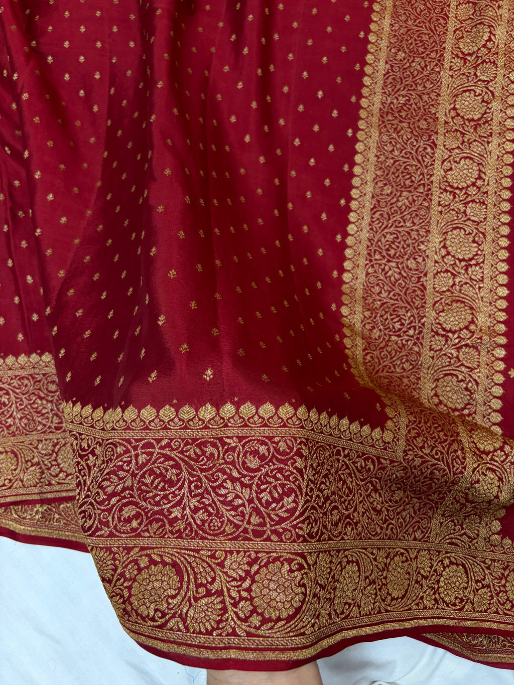 Pure khaddi crepe silk saree in maroon colour