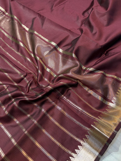 Banarasi soft silk saree in wine colour